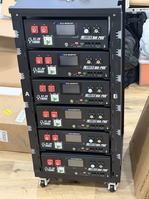 6 Eco-Worthy 51.2V 100Ah Cubix Pro Lithium Iron Phospate Server Rack Batteries in the Eco-Worthy V2 Server Rack